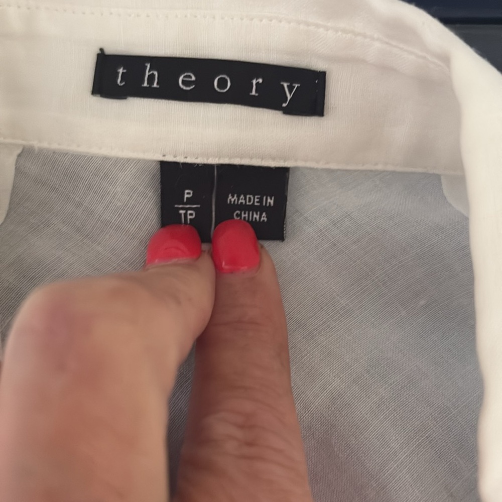Theory linen button front blouse - Picture 6 of 7